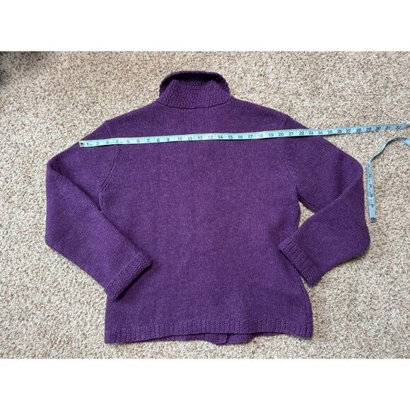 TALBOTS Women's Cardigan Sweater, Size Medium, 100% Wool;  Plum/Purple - Picture 9 of 9